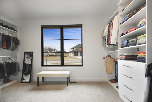 spacious closet with carpet flooring