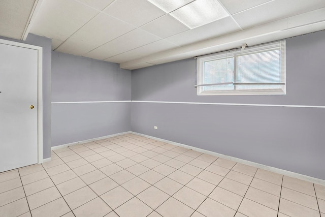 39540 N Channel View Dr, Antioch, IL 60002 - basement with baseboards, light tile patterned flooring, and a drop ceiling
