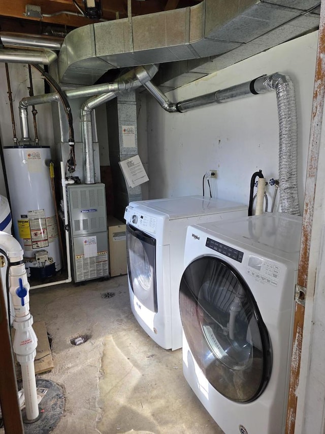 39540 N Channel View Dr, Antioch, IL 60002 - washroom with gas water heater and washing machine and clothes dryer