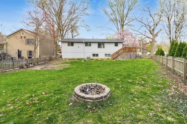 39540 N Channel View Dr, Antioch, IL 60002 - view of yard featuring a fire pit, stairway, and a deck