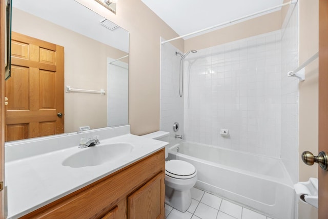 2218 Seaver Ln Unit 2218, Hoffman Estates, IL 60169 - bathroom featuring washtub / shower combination, tile patterned flooring, vanity, and toilet