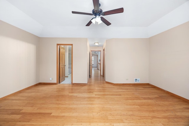 2218 Seaver Ln Unit 2218, Hoffman Estates, IL 60169 - unfurnished room with a ceiling fan, baseboards, visible vents, and light wood finished floors