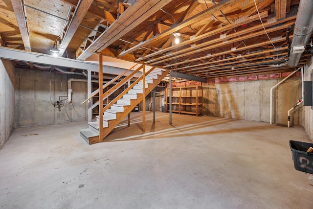 2218 Seaver Ln Unit 2218, Hoffman Estates, IL 60169 - unfinished basement with stairs and electric panel