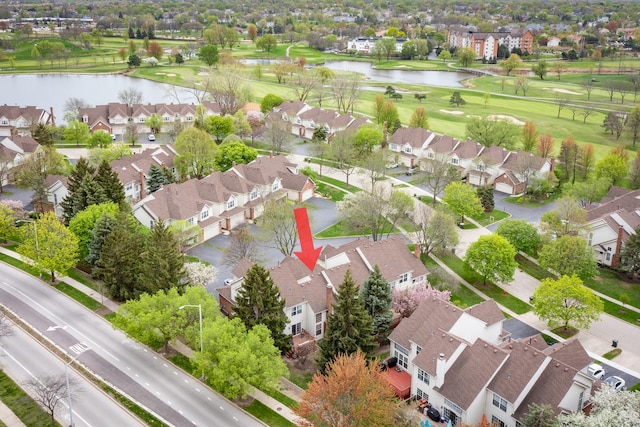 2218 Seaver Ln Unit 2218, Hoffman Estates, IL 60169 - bird's eye view with a water view, view of golf course, and a residential view