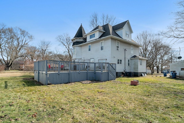 401 7th St, Mazon, IL 60444 - rear view of property with a wooden deck and a yard