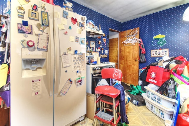 interior space with wallpapered walls