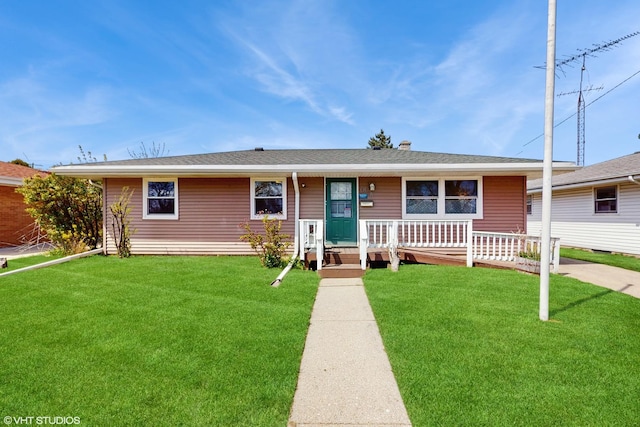 2818 Brentwood Dr, Racine, WI 53403 - ranch-style home featuring a front lawn and a porch