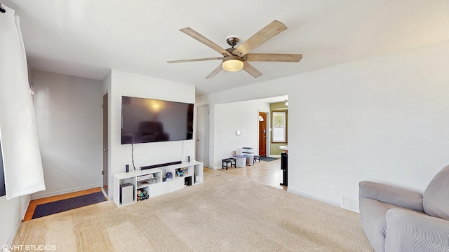 2818 Brentwood Dr, Racine, WI 53403 - living area featuring a ceiling fan and carpet floors