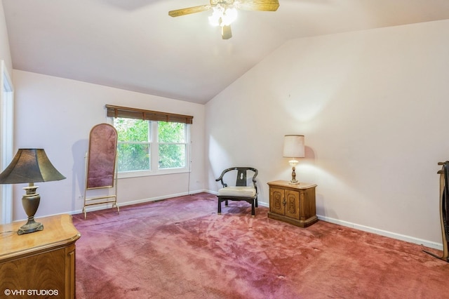 325 Olin Ct, Algonquin, IL 60102 - sitting room with vaulted ceiling, ceiling fan, carpet floors, and baseboards