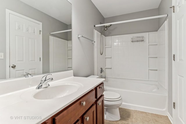 24733 Patriot Square Dr S, Plainfield, IL 60544 - bathroom featuring toilet, vanity,  shower combination, and tile patterned flooring