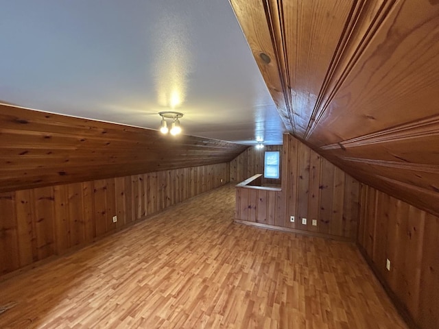 434 Ingleside Ave, Aurora, IL 60506 - bonus room featuring wood finished floors, wood walls, vaulted ceiling, and wooden ceiling