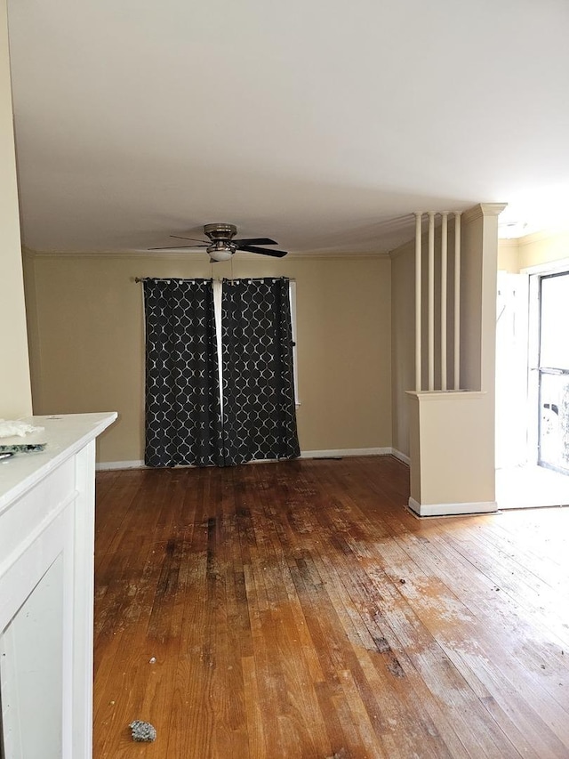 656 E 160th Pl, South Holland, IL 60473 - empty room with baseboards, a ceiling fan, and hardwood / wood-style floors