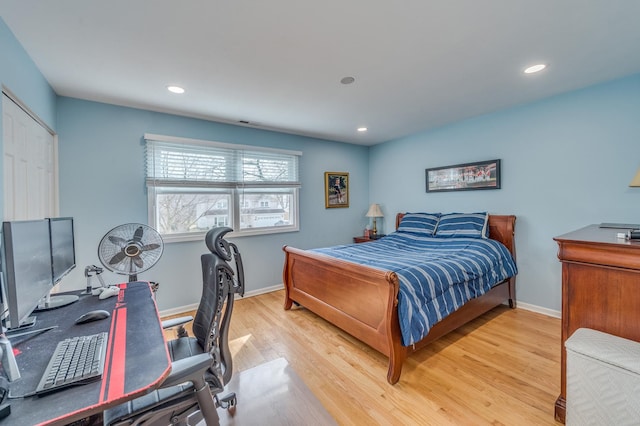 1716 N Beech Rd, Mount Prospect, IL 60056 - bedroom featuring recessed lighting, baseboards, and light wood-style flooring