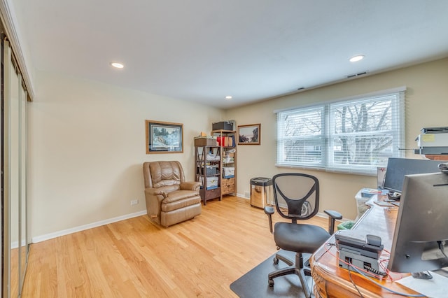 1716 N Beech Rd, Mount Prospect, IL 60056 - home office featuring visible vents, recessed lighting, baseboards, and wood finished floors