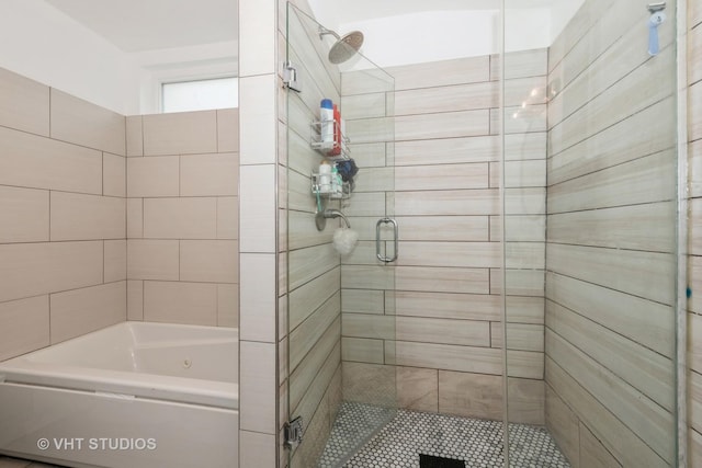 3004 N Olcott Ave, Chicago, IL 60707 - bathroom featuring a stall shower and a tub with jets