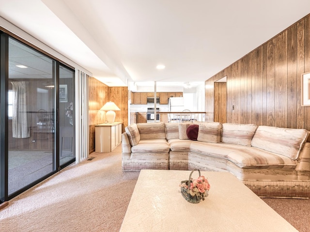 1602 S Surrey Ln, Arlington Heights, IL 60005 - living room with wooden walls and light colored carpet