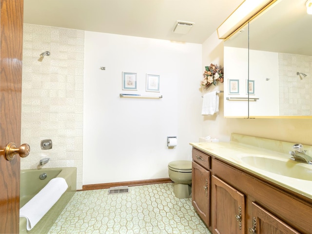 1602 S Surrey Ln, Arlington Heights, IL 60005 - bathroom with toilet, visible vents, washtub / shower combination, and vanity