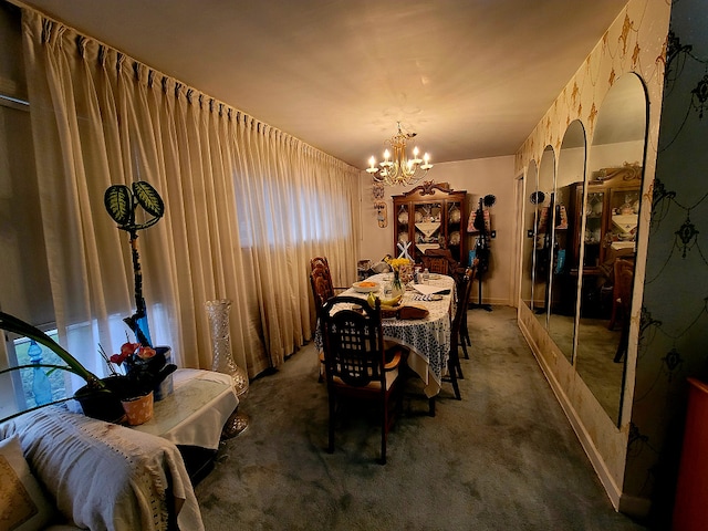 3843 Dempster St, Skokie, IL 60076 - carpeted dining space featuring plenty of natural light and a notable chandelier