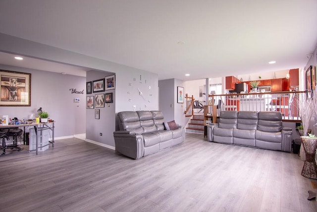 695 Cassandra Ln, University Park, IL 60466 - living area with stairway, baseboards, recessed lighting, and wood finished floors