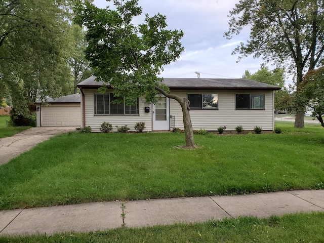 120 Grow Ln, Streamwood, IL 60107 - ranch-style house with concrete driveway and a front yard