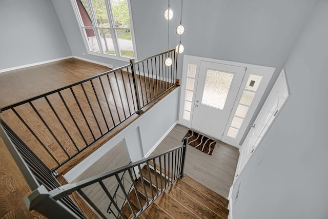 9 Shilling Ct, Bolingbrook, IL 60440 - stairs with baseboards and wood finished floors