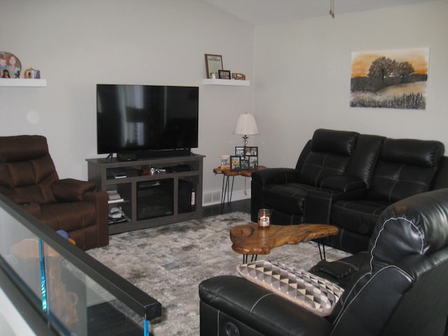 living room with wood finished floors