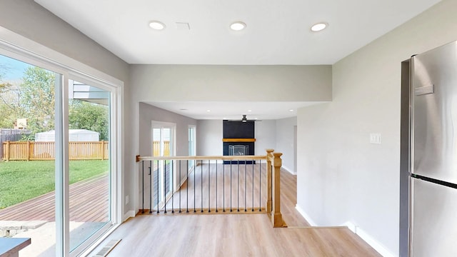 353 Marian Ct, Bolingbrook, IL 60440 - interior space with wood finished floors, healthy amount of natural light, an upstairs landing, baseboards, and recessed lighting