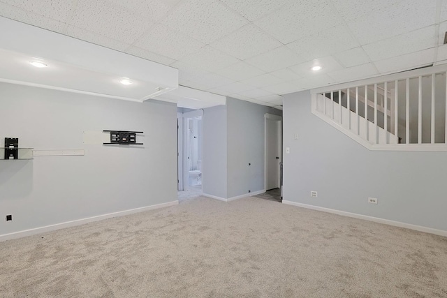 3110 Still Hill Dr, Mchenry, IL 60050 - finished below grade area featuring carpet flooring, stairway, and recessed lighting