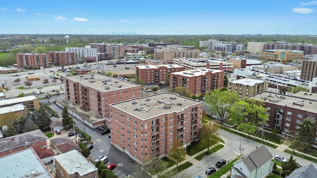 drone / aerial view with a city view