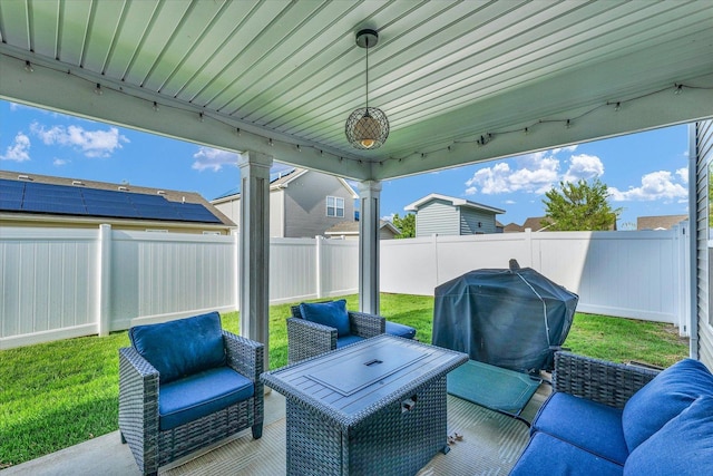 view of patio featuring outdoor lounge area and grilling area