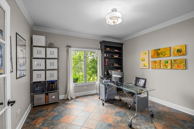 1759 Baybrook Ln, Naperville, IL 60564 - home office with ornamental molding, stone tile floors, and baseboards