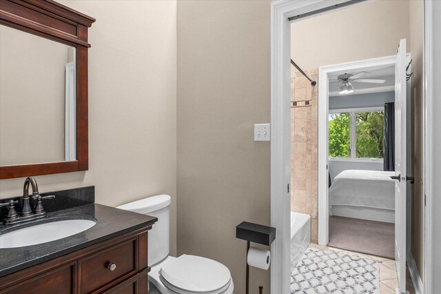 1759 Baybrook Ln, Naperville, IL 60564 - full bath featuring toilet, vanity, ceiling fan, ensuite bathroom, and tile patterned flooring