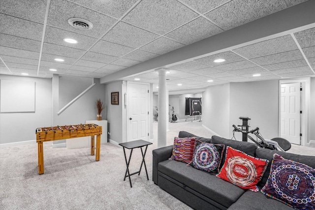 1759 Baybrook Ln, Naperville, IL 60564 - playroom with recessed lighting, carpet, a drop ceiling, and baseboards