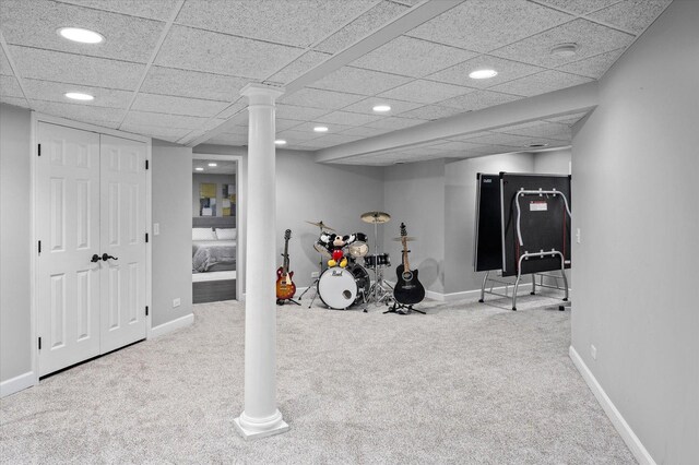1759 Baybrook Ln, Naperville, IL 60564 - exercise area featuring carpet floors, recessed lighting, and baseboards