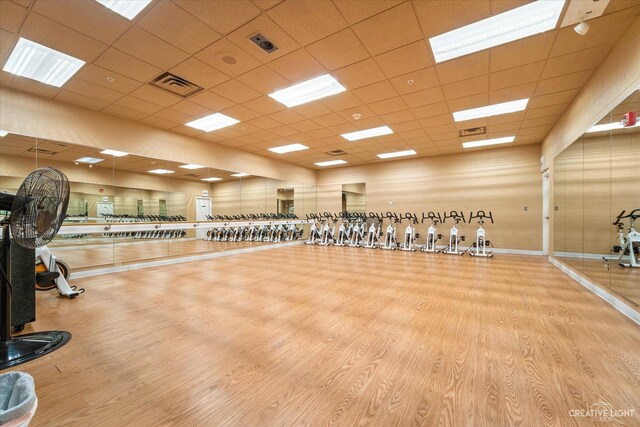 1759 Baybrook Ln, Naperville, IL 60564 - exercise room featuring wood finished floors and a paneled ceiling