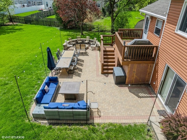 701 N Coolidge Ave, Palatine, IL 60067 - view of patio with outdoor lounge area, a deck, outdoor dining area, stairs, and area for grilling