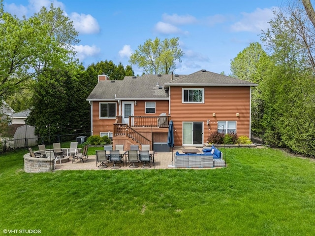 701 N Coolidge Ave, Palatine, IL 60067 - rear view of property with a patio, a chimney, and a deck