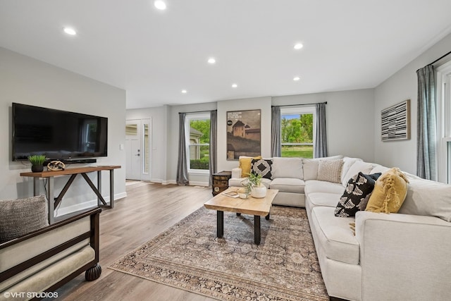 26 Alice Ln, Lake Barrington, IL 60010 - living room with recessed lighting, wood finished floors, and baseboards