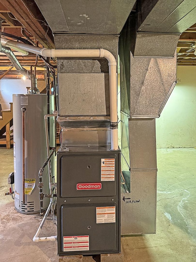 utility room with water heater