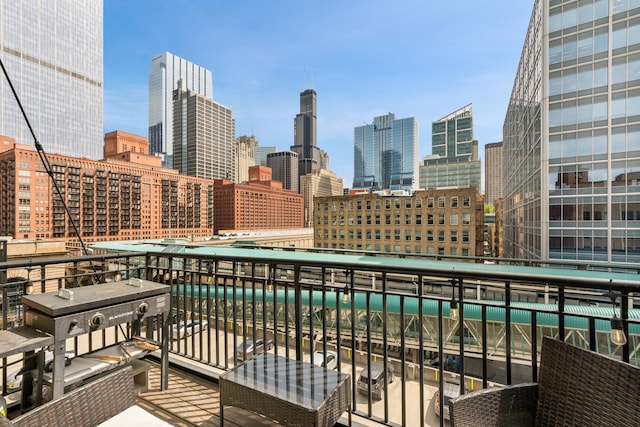 balcony with a view of city
