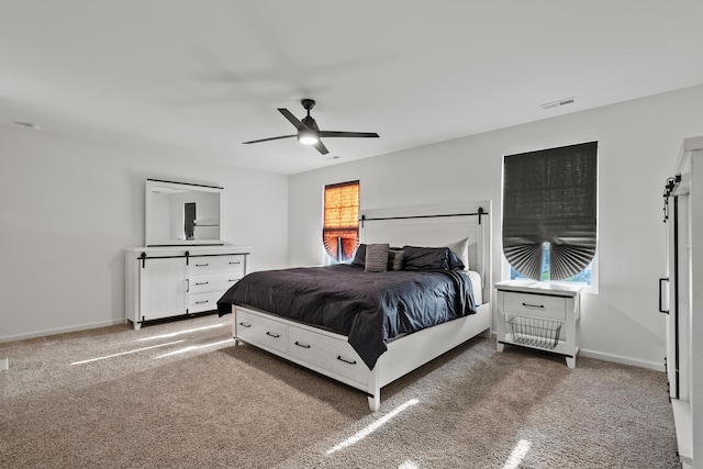 10407 Morse Pl, Crown Point, IN 46307 - bedroom featuring ceiling fan, visible vents, baseboards, and carpet