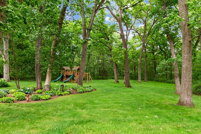 view of yard featuring a playground