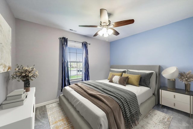 bedroom featuring ceiling fan