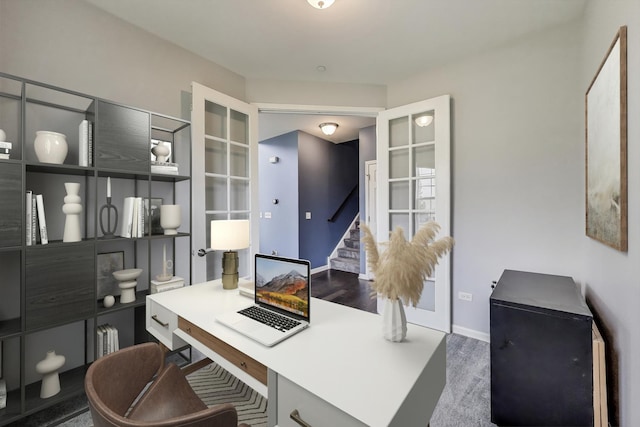 office area with baseboards