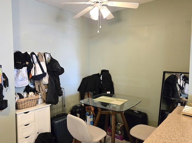 home office with ceiling fan