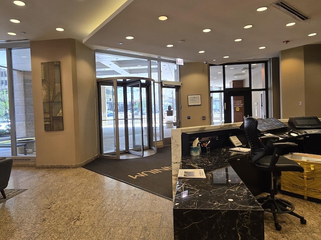 building lobby with visible vents