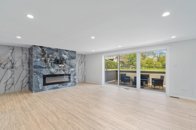 13001 S Westgate Dr, Palos Heights, IL 60463 - unfurnished living room with baseboards, recessed lighting, stairs, and light wood-type flooring