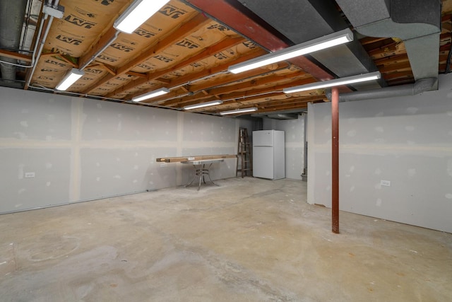 13001 S Westgate Dr, Palos Heights, IL 60463 - unfinished below grade area with freestanding refrigerator, separate washer and dryer, and stairs