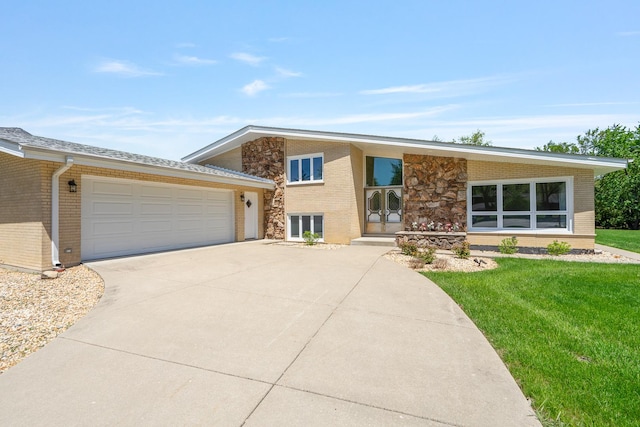 13001 S Westgate Dr, Palos Heights, IL 60463 - mid-century inspired home with brick siding, concrete driveway, a front yard, and an attached garage