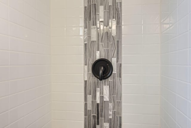 interior details featuring tiled shower